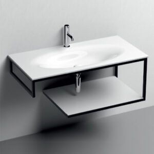 Lavabo con struttura sospesa ripiano Bianco Louise Serie Shape Kerasan