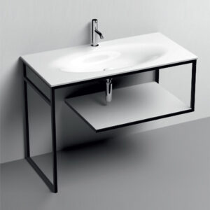 Lavabo con struttura a Terra ripiano Bianco Louise Serie Shape Kerasan