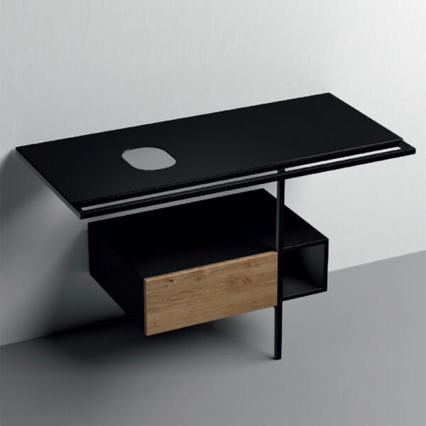 Struttura a terra nera con portasalviette Thelma Kerasan per arredo bagno – Tuttidea
