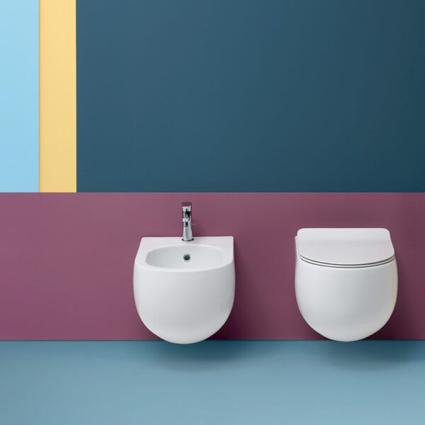 WC e bidet sospesi Flo Kerasan vista 3 in ceramica per arredo bagno – Tuttidea