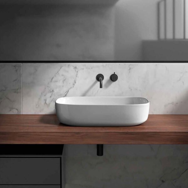 Lavabo Dream 64×38 cm Galassia, Bianco in ceramica per arredo bagno – Tuttidea