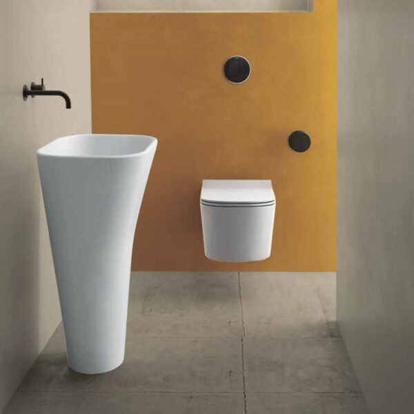 Lavabo MEG11PRO Galassia in ambientazione con WC in ceramica per arredo bagno – Tuttidea