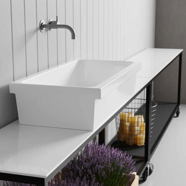 Lavabo lavatoio a canale in ceramica collezione Ninive Galassia, vista aggiuntiva 1, per arredo bagno e arredo lavanderia – Tuttidea