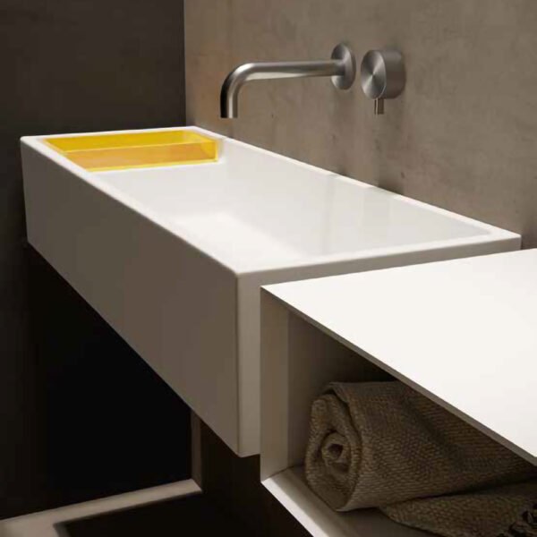 Lavabo sospeso o da appoggio in ceramica Next Narrow Galassia 100×37 cm, vista aggiuntiva 1, per arredo bagno – Tuttidea