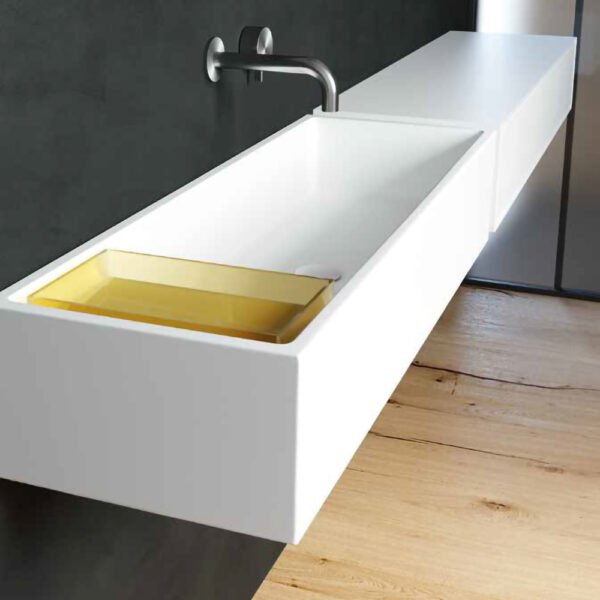 Lavabo sospeso o da appoggio in ceramica Next Narrow Galassia 100×37 cm, vista principale, per arredo bagno – Tuttidea