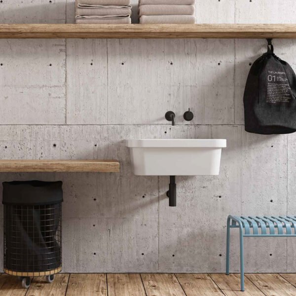 Lavabo sospeso in ceramica della collezione Ibis Galassia, vista aggiuntiva 1, per arredo bagno e arredo lavanderia – Tuttidea