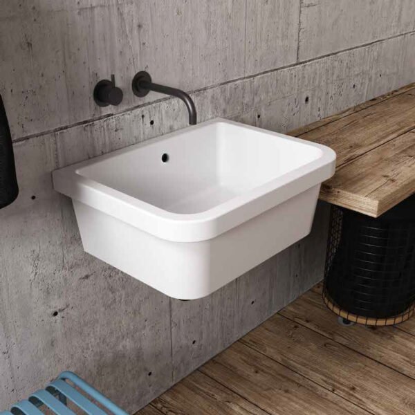Lavabo sospeso in ceramica della collezione Ibis Galassia, vista principale, per arredo bagno e arredo lavanderia – Tuttidea