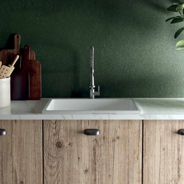 Lavello cucina in ceramica della collezione Farmer Sinks Dual Mount Galassia per arredo cucina, vista alternativa – Tuttidea