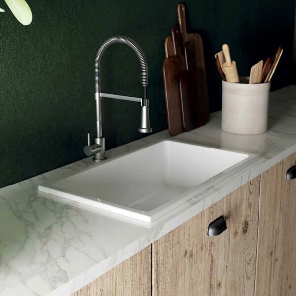 Lavello cucina in ceramica della collezione Farmer Sinks Dual Mount Galassia per arredo cucina, vista principale – Tuttidea