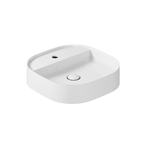 Lavabo da appoggio Smart B 45×45 cm con piano rubinetteria Galassia in ceramica per arredo bagno – Tuttidea