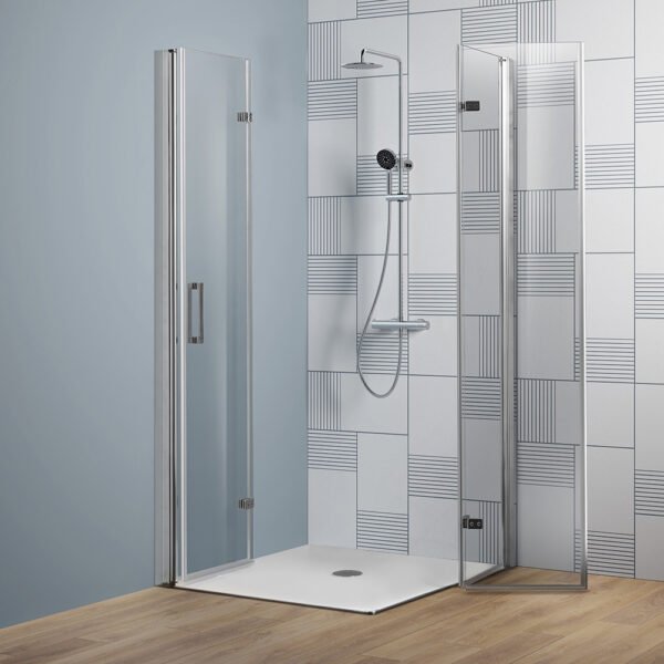 Box doccia angolare doppia porta a soffietto per arredo bagno, vista principale, TPS35 Tamanaco – Tuttidea
