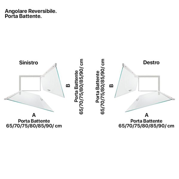 Box doccia angolare doppia porta battente per arredo bagno, vista alternativa, SWING CROMO Tamanaco – Tuttidea