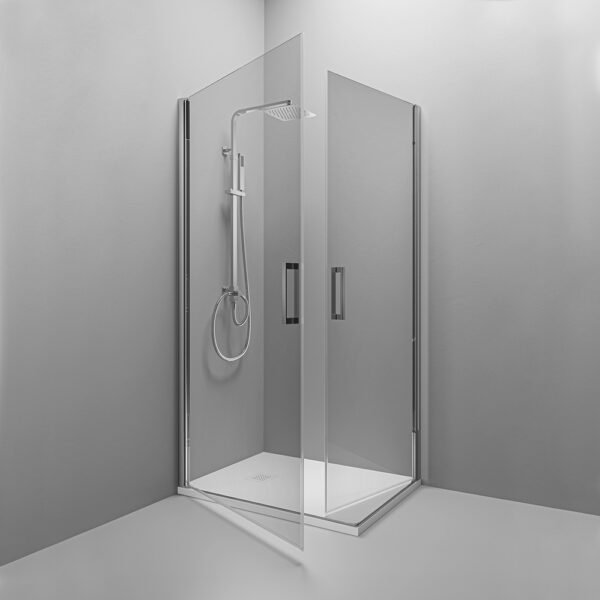 Box doccia angolare doppia porta battente per arredo bagno, vista principale, SWING CROMO Tamanaco – Tuttidea