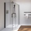 Box doccia angolare doppia porta battente per arredo bagno, vista principale, SWING NERA Tamanaco – Tuttidea