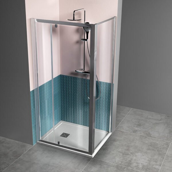 Box doccia angolare porta battente per arredo bagno, vista principale, FPB40 Tamanaco – Tuttidea