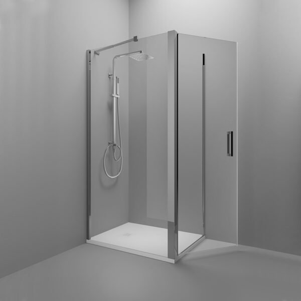 Box doccia angolare porta battente per arredo bagno, vista principale, SWING CROMO Tamanaco – Tuttidea