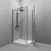 Box doccia angolare porta battente per arredo bagno, vista principale, SWING NERA Tamanaco – Tuttidea