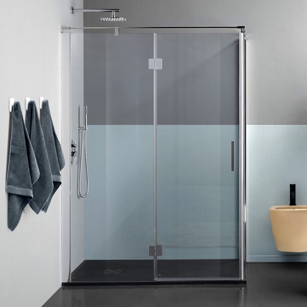 Box doccia angolare porta battente per arredo bagno, vista principale, TPB72 Tamanaco – Tuttidea