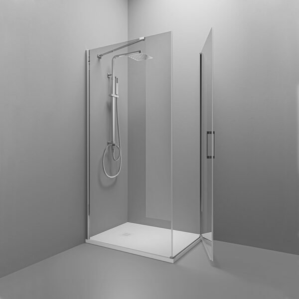 Box doccia angolare porta battente h200 per arredo bagno, vista principale, SWING CROMO Tamanaco – Tuttidea