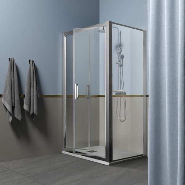 Box doccia angolare porta saloon per arredo bagno, vista principale, FPSL60 Tamanaco – Tuttidea
