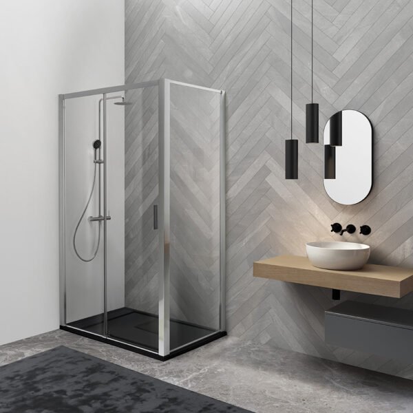 Box doccia angolare porta scorrevole per arredo bagno, vista principale, PSCQUICK Tamanaco – Tuttidea