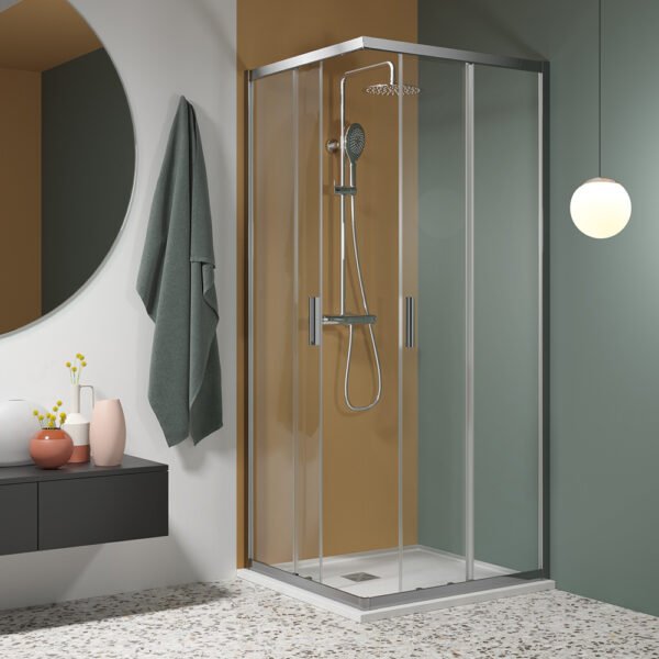 Box doccia angolare porte scorrevoli per arredo bagno, vista principale, EASYFLEX Tamanaco – Tuttidea