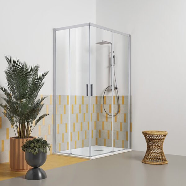 Box doccia angolare porte scorrevoli per arredo bagno, vista principale, QUICK Tamanaco – Tuttidea