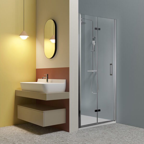 Box doccia nicchia porta a soffietto per arredo bagno, vista principale, TPS35 Tamanaco – Tuttidea