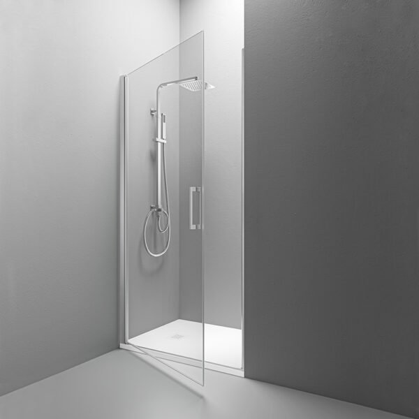 Box doccia nicchia porta battente per arredo bagno, vista principale, SWING ALLUMINIO Tamanaco – Tuttidea