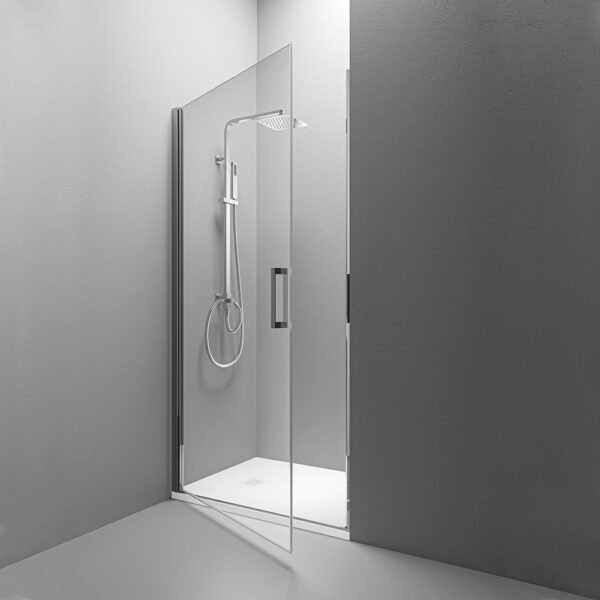 Box doccia nicchia porta battente per arredo bagno, vista principale, SWING CROMO Tamanaco – Tuttidea