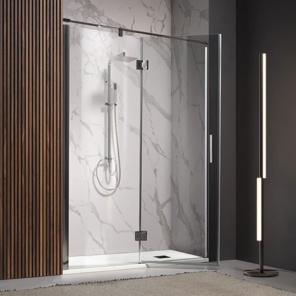 Box doccia nicchia porta battente per arredo bagno, vista principale, TPB72 Tamanaco – Tuttidea