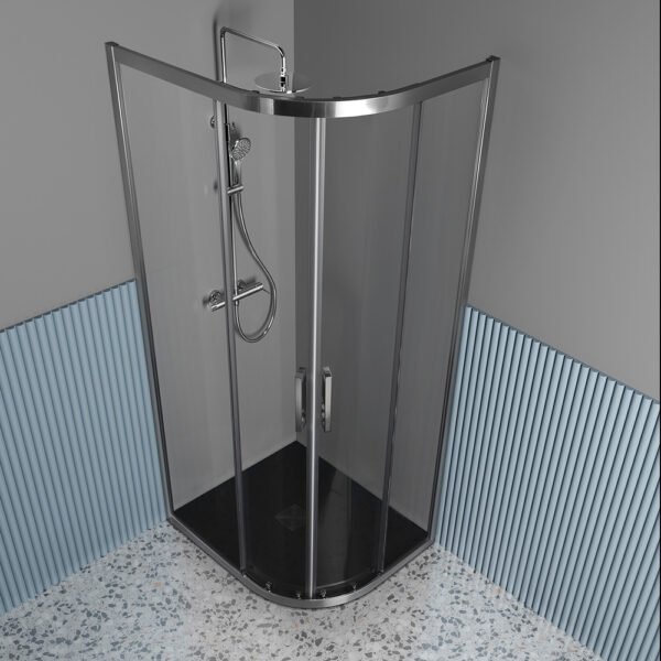 Box doccia semicircolare rettangolare porte scorrevoli per arredo bagno, vista principale, FS40 Tamanaco – Tuttidea