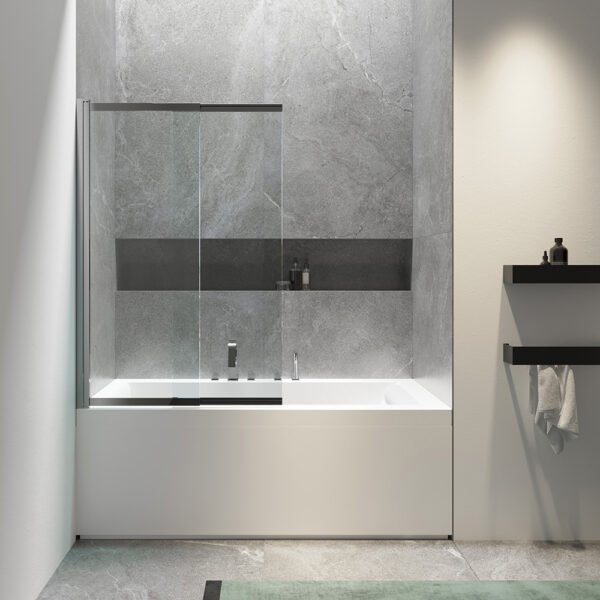 Box doccia sopravasca due ante pieghevoli scorrevoli per arredo bagno, vista principale, TVS53 Tamanaco – Tuttidea