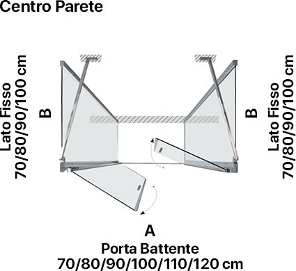 Box doccia tre lati centro parete con porta saloon per arredo bagno, miniatura alternativa, NSALOON Tamanaco – Tuttidea