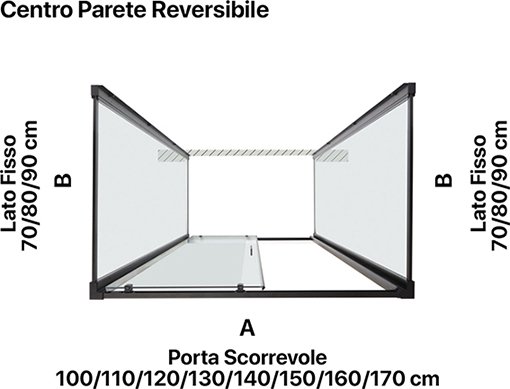 Box doccia tre lati centro parete porta scorrevole per arredo bagno, miniatura alternativa 2, PSCRAPID Tamanaco – Tuttidea