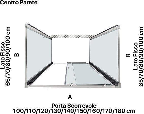 Box doccia tre lati centro parete con porta scorrevole per arredo bagno, miniatura alternativa, PSCQUICK Tamanaco – Tuttidea