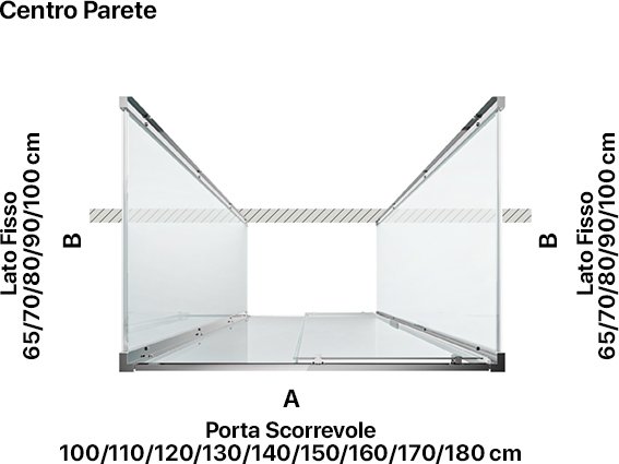 Box doccia tre lati centro parete con porta scorrevole per arredo bagno, miniatura, EASYPSC50 Tamanaco – Tuttidea
