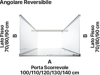 Box doccia tre lati centro parete con porta scorrevole per arredo bagno, miniatura, ECOPSC50 Tamanaco – Tuttidea