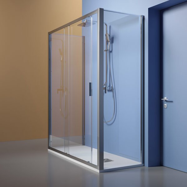 Box doccia tre lati centro parete con porta scorrevole per arredo bagno, vista principale, EASYPSC50 Tamanaco – Tuttidea
