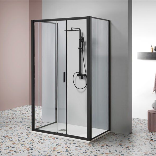Box doccia tre lati centro parete con porta scorrevole per arredo bagno, vista principale, PSCRAPID Tamanaco – Tuttidea