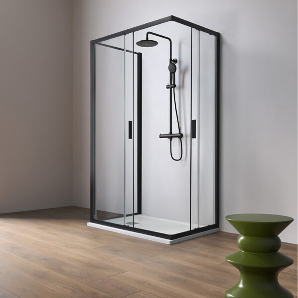 Box doccia tre lati centro parete con porte scorrevoli per arredo bagno, vista principale, Rapid Tamanaco – Tuttidea