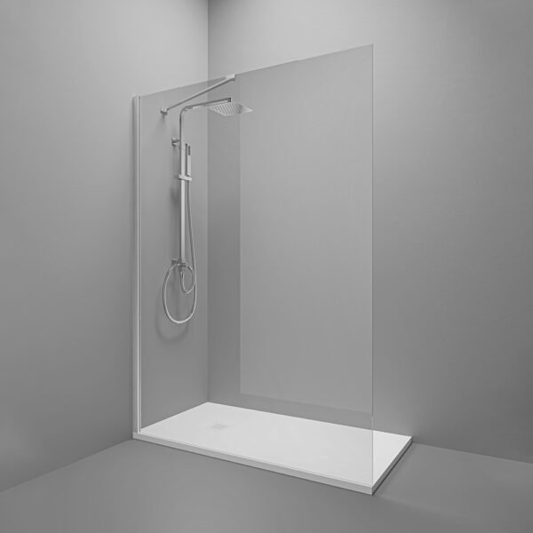 box doccia walk in angolare alluminio spazzolato per arredo bagno, vista aggiuntiva 1, PARETEALLUMINIO Tamanaco – Tuttidea