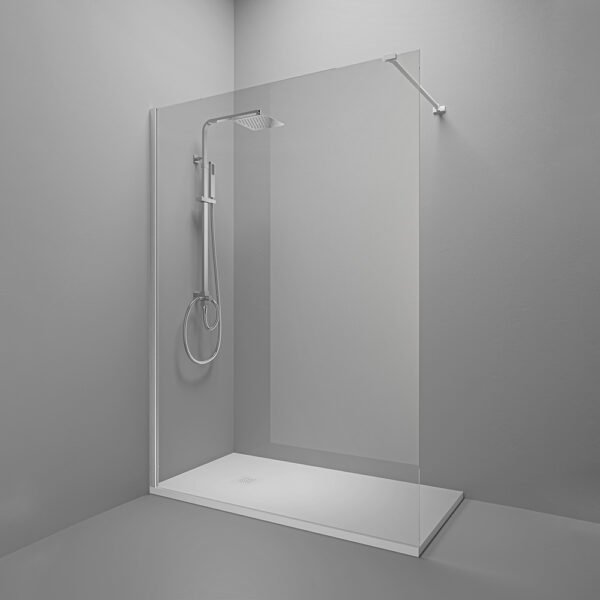 box doccia walk in angolare alluminio spazzolato per arredo bagno, vista alternativa, PARETEALLUMINIO Tamanaco – Tuttidea