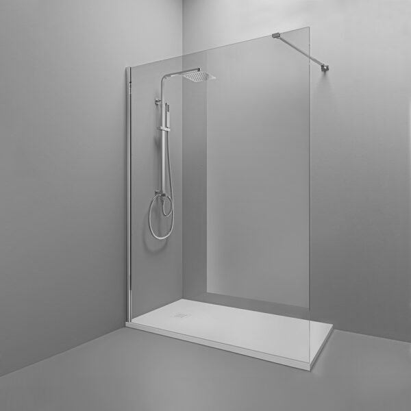 box doccia walk in angolare profili cromo per arredo bagno, vista principale, PARETECROMO Tamanaco – Tuttidea