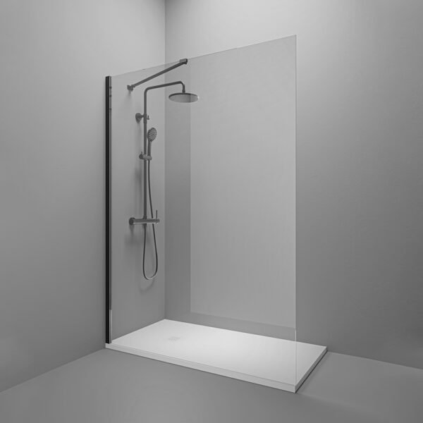 box doccia walk in angolare profili neri per arredo bagno, vista aggiuntiva 1, PARETENERA Tamanaco – Tuttidea