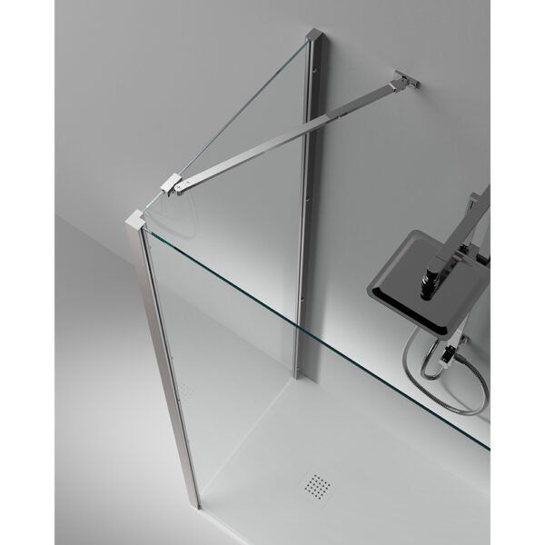box doccia walk in centro parete profili cromo per arredo bagno, vista aggiuntiva 1, PARETECROMO Tamanaco – Tuttidea