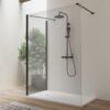 box doccia walk in centro parete profili neri per arredo bagno, vista alternativa, PARETENERA Tamanaco – Tuttidea