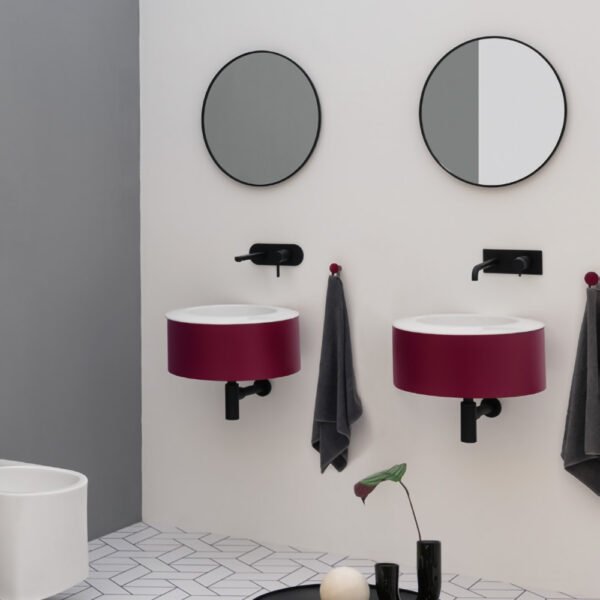 Lavabo in ceramica rotondo convesso con struttura HUG Skyland AXA Ceramica per arredo bagno – Tuttidea