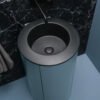 Mobile bagno a terra in legno laccato con lavabo rotondo convesso Skyland AXA Ceramica per arredo bagno – Tuttidea