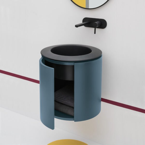 Mobile bagno sospeso con lavabo in ceramica rotondo Skyland AXA Ceramica per arredo bagno – Tuttidea